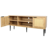 ZNTS Wooden Stand fors up to 65 Inches,with 2 Rattan Decorated Doors and 2 Open Shelves,Living Room W167382607