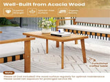 4-Piece Acacia Wood Patio Conversation Set with Soft Cushions Loveseat Armchairs Coffee Table 83535519