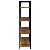 ZNTS Antique Nutmeg and Black 4-Tier Open Back Bookcase B062P153768