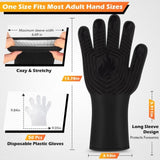BBQ Gloves, 1472&degF Heat Resistant Fireproof Mitts, Silicone Non-Slip Washable Oven Kitchen Gloves W2181P192852