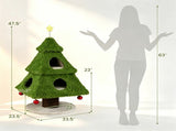 3-Tier Christmas Cat Tree Tower, Stable Pyramid Frame Cat Furniture with Dual Access Condo, Paper 27634730