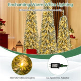 3-Piece Slim Pencil Christmas Tree Set - 216302505 Branch Tips, Simulated Snow 90263291