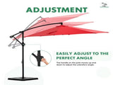 10ft Offset Hanging Outdoor Patio Umbrella with Base Stand Rotate and Tilt, 8 Ribs, UV Protection 40395338