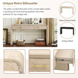 ZNTS TREXM Unique Retro Silhouette Console Table with Open Style, Two Top Drawers for Entrance, Dinning WF317094AAD