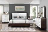 Contemporary White and Cherry Finish 1pc Two Drawers Nightstand 2-Tone Finish with Gold Trim Modern B011P149132