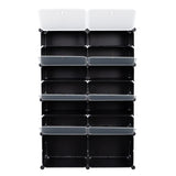 ZNTS 7-Tier Portable 28 Pair Shoe Rack Organizer 14 Grids Tower Shelf Storage Cabinet Stand Expandable 95502788