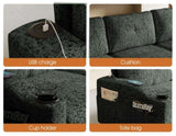 Convertible Combination Sofa Sofa L-Shaped Sofa with Footstools with Storage, Green Sofa for Living W2012P318978