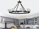 Matte Black Gold Wagon Wheel Chandelier Farmhouse Modern Small Crystal Round Chandelier for Living W1592P233064