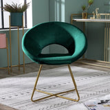 Slatina Green Silky Velvet Upholstered Accent Chair with Gold Tone Finished Base T2574P164520