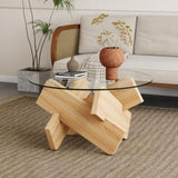 Circular glass coffee table, 33.4-inch modern and distinctive design tea table. Tempered glass GL-W1151P146792