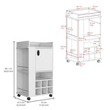 Fargo Bar Cart with Cabinet, 6 Built-in Wine Rack and Casters B070P188860