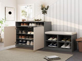U_Style Livingroom Cabinet Shoe Bench, 2 Doors and 3-Tier Adjustable Shelves, Entryway Bench N711P345166M
