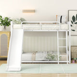 ZNTS Metal Bunk Bed with Slide, Twin over Twin, White MF285671AAK