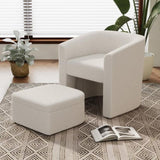 Accent chair white sofa chair one set, modern living room side chair, single sofa chair, footstool W1727P240730