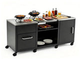 59 Inch Multi-Use Outdoor BBQ Grill Prep Table with Removable Storage Shelves, 8 Rolling Lockable 58272012