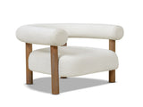 Fuji 37" Mid Century Modern Barrel Accent Arm Chair, Ivory White Boucle B2719P238263