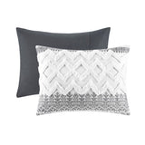 3 Piece Cotton Comforter Set with Chenille Tufting Gray King/Cal King B03596427