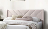 ZNTS Elegant Modern Light Pink Velvet Upholstered Queen Size Bed Clean Lines Design Headboard 1pc B011P238935