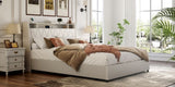 Full Size Frame with Ergonomic Headboard, Full Platform Frame with Outlets & Charger, Full W3107P262750