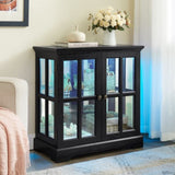 LED Curio Display Cabinet, Antique Display Cabinet with Adjustable Shelves, Retro Design Quality W2275P300146