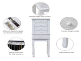 Standing Jewelry Armoire with Mirror, 5 Drawers & 14 Necklace Hooks, Jewelry Cabinet Chest with 96096796