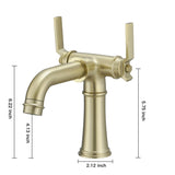 ZNTS Industrial Pipe-Style Bathroom Faucet Brushed Gold 2-Handle Vanity Mixer Tap Pop-Up Drain Included W1920P254920