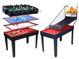 ZNTS 5-in-1 Multi-Game Table - Billiards, Push Hockey, Foosball, Ping Pong, and Basketball black/red W465P164155