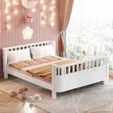 Full Size Wood Platform Bed for Kids, Wood Low Profile Full Bed with Rails for Girls and Boys, W2593P233767