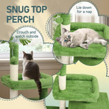 36in Cat Tree with Leaves, Multi-level Cat Tower with Cat Scratching Post, Cozy Cat Condo, Padded 31989502