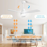 ZNTS 48 Inch Indoor Wood Ceiling Fan With 3 Solid Wood Blades Remote Control Reversible DC Motor For W882140948