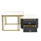 ZNTS ON-TREND 2-in-1 Square Nesting Coffee Table with Wheels & Drawers, Stackable Side Table with High WF324359AAB