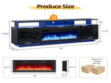 Black Fireplace TV Stand, 177.8*35*60.5cm, Embossed Particle Board with Melamine Foil, High Gloss 45796213