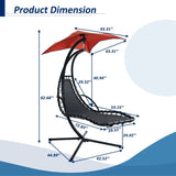 ZNTS Hanging Chaise Lounger with Removable Canopy, Outdoor Swing Chair with Built-in Pillow, Hanging W2505P151713