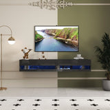 180 Wall Mounted Floating 80" TV Stand with 20 Color LEDs and Charging Station W331P225208