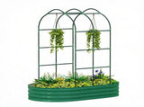 Green Galvanised Metal Raised Garden Bed 5 x 3 x 6ft Outdoor Planter Box, Arched Trellis, Open 76510515