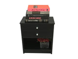 40 x 30 x 60cm Round Handle Night Stand with Two Drawer Black 60016126