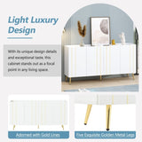 ON-TREND Luxurious Shoe Cabinet with 5 Metal Legs, Modern TV Stand with 4 Adjustable Shelves for TVs N721P191139K