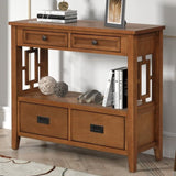 36'' Farmhouse Pine Wood Console Table Entry Sofa Table with 4 Drawers & 1 Storage Shelf for W120246663