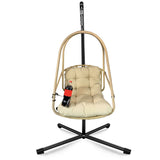 Swing Egg Chair with Stand Indoor Outdoor Wicker Rattan Patio Basket Hanging Chair with C Type W2707P296436