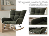 Teddy Fabric Wingback Glider Rocker with Side Storage Pocket, Soft Comfy Nursing Rocking Chair, 75138355