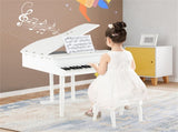 White Kids Piano 30-Key Keyboard Toy with Bench Piano Lid and Music Rack 49605436