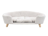 Elevated Dog Bed Frame for Small Dog, Corduroy Pet Couch Bed with Rubber Wood Legs and Supportive N779P179967A