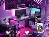 Computer Desk with Power Outlet & Storage Shelves, Study Writing Table with USB Ports Charging 20137043