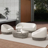 Willow 71" Upholstered Woven Patio Deep Seating Sofa, Wheat Beige Axroma Olefin B2719P245972