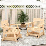 Outdoor Wood Rocking Chair with High Back and Widened Armrests 41470486