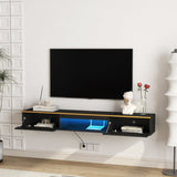 Floating TV Stand Wall Mounted with 16 Color LEDs,69" Modern TV Stand, Floating TV Cabinet W1321P237658