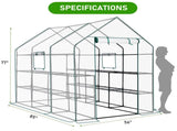 Large Walk-in Greenhouse with PE Cover & Side Windows, 12-Shelf Indoor Outdoor Portable Greenhouse 97679406