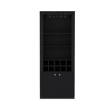 Nero 74-Inch Tall Bar Cabinet 4-Tier Modern Bar Cabinet with Glass Holder Stemware Rack, Wine B070P188833