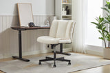 ZNTS Armless Desk Chairs with Wheels Office Chair Vanity Chair with Technical Cloth Adjustable Swivel W2725P207683