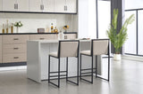 Modern Dining Chairs set of 2, Upholstered Linen cushions and backrest with minimalist craft iron W1249P257008